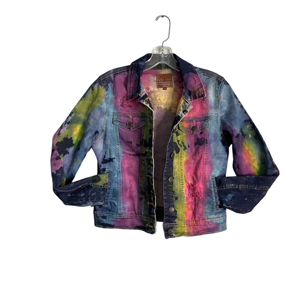 Women’s authentic denim enjean premium collection tie-dyed denim jacket size M